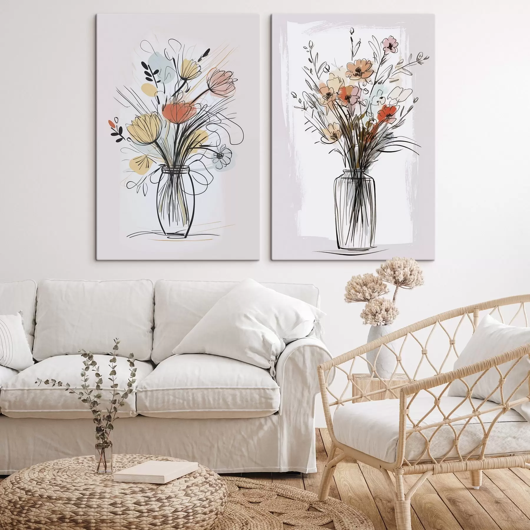 Paveikslėlis Gėlės vazoje, piešinio imitacija m01224