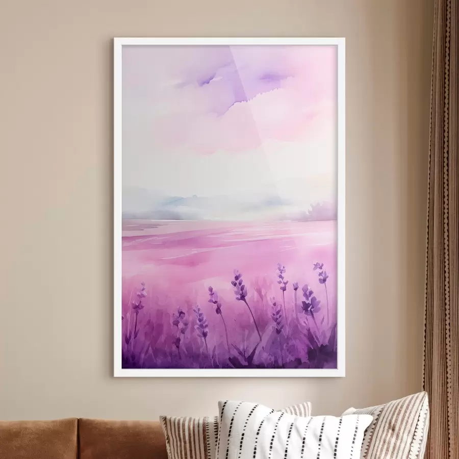 Fototapetai Levandų laukas, imituojamas akvarelė f47109