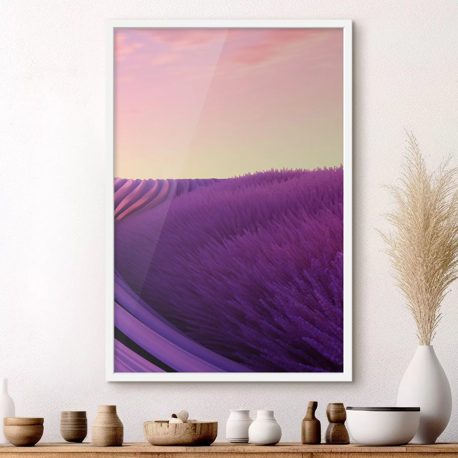 Fototapetai Levandų laukas prieš saulėlydį f47111