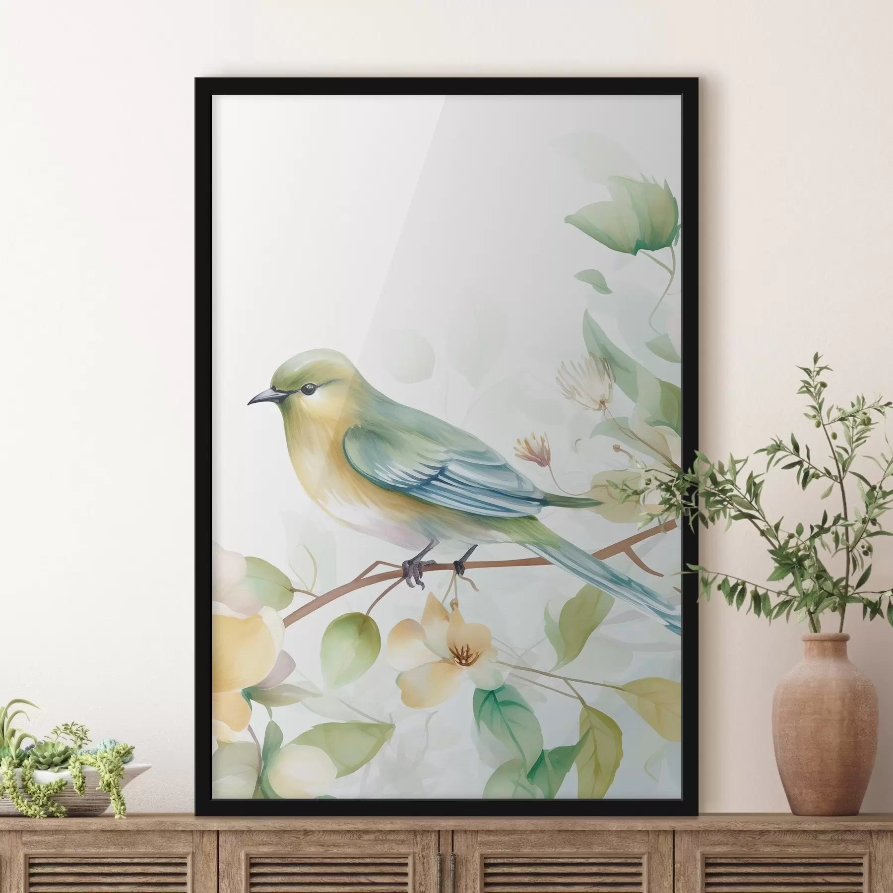 Fototapetai Titmouse ant šakos, imitacija akvarelė f46892