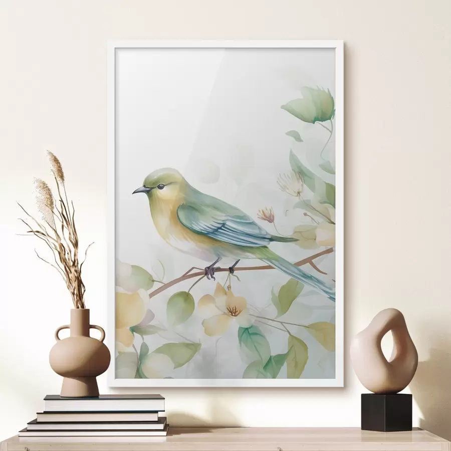Fototapetai Titmouse ant šakos, imitacija akvarelė f46892
