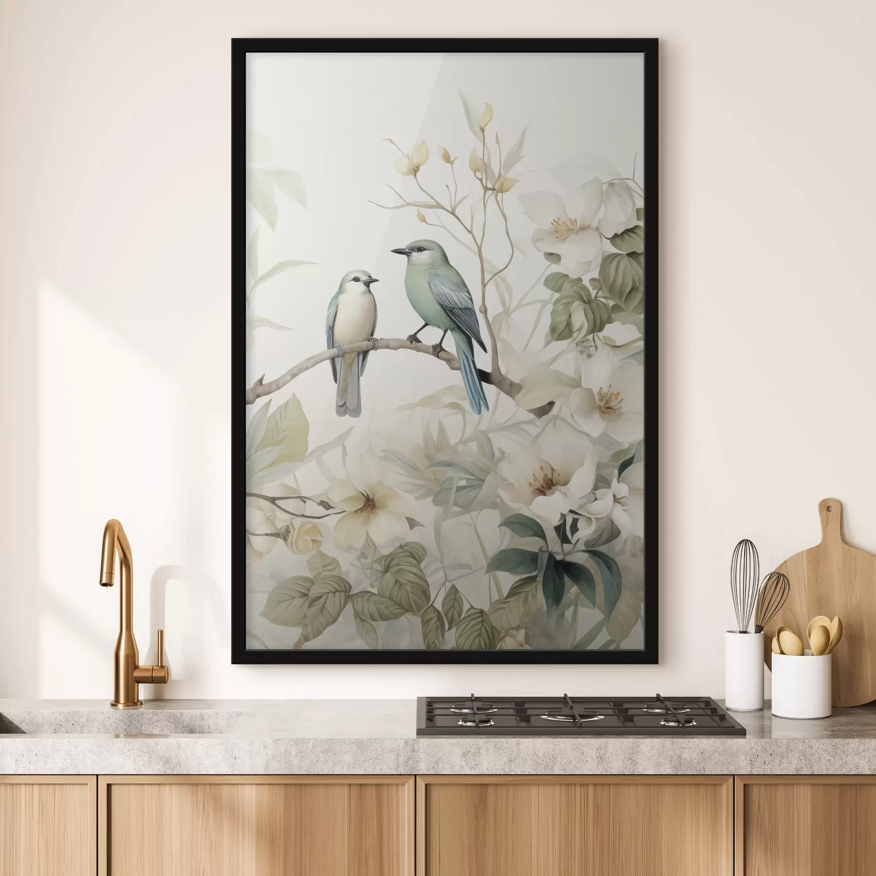 Fototapetai Du paukščiai ant jazminų šakų f46896