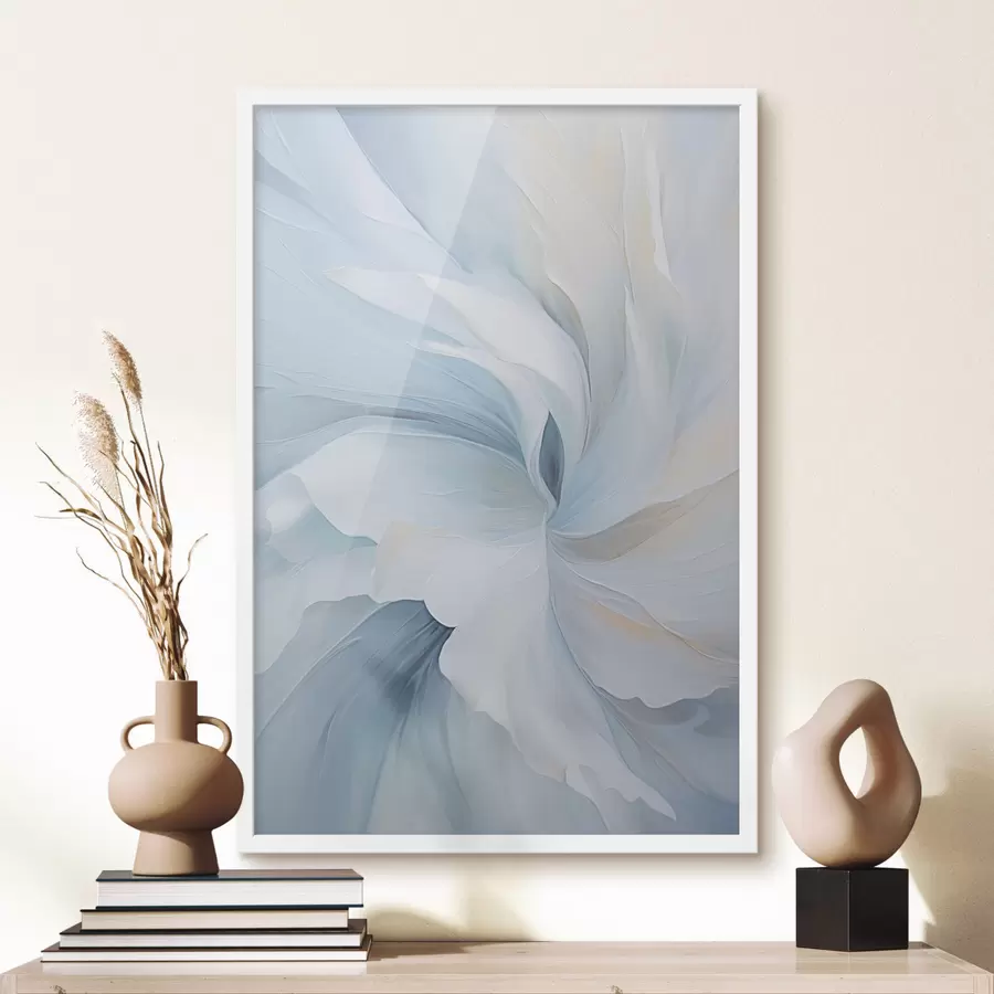 Fototapetai Abstrakčios, subtilios, permatomos žiedlapių sūkuriai, apgaubti švelniu apšvietimu ir tapybiška tekstūra. f47437