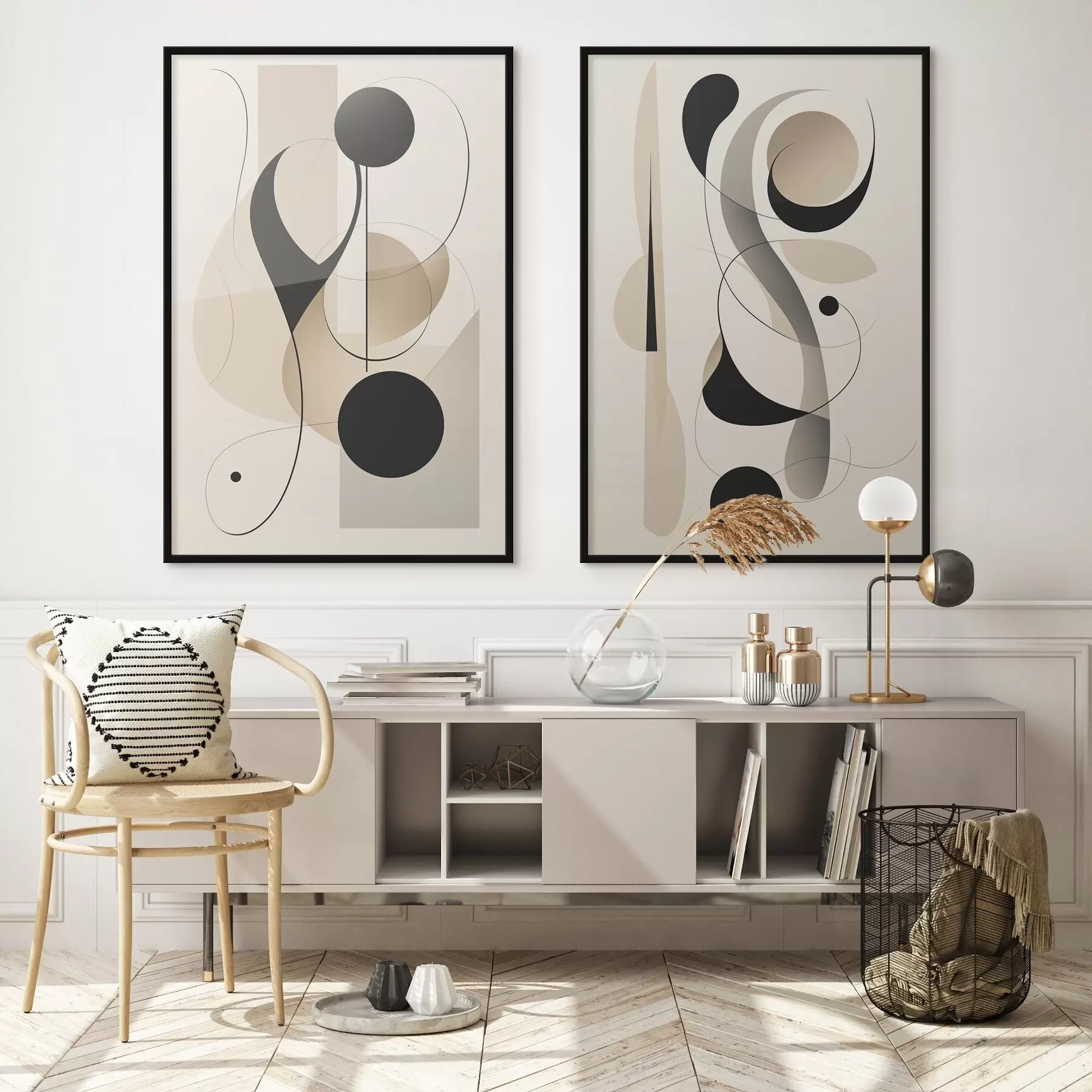 Fototapetai Abstrakti kreivių ir formų kompozicija d00538