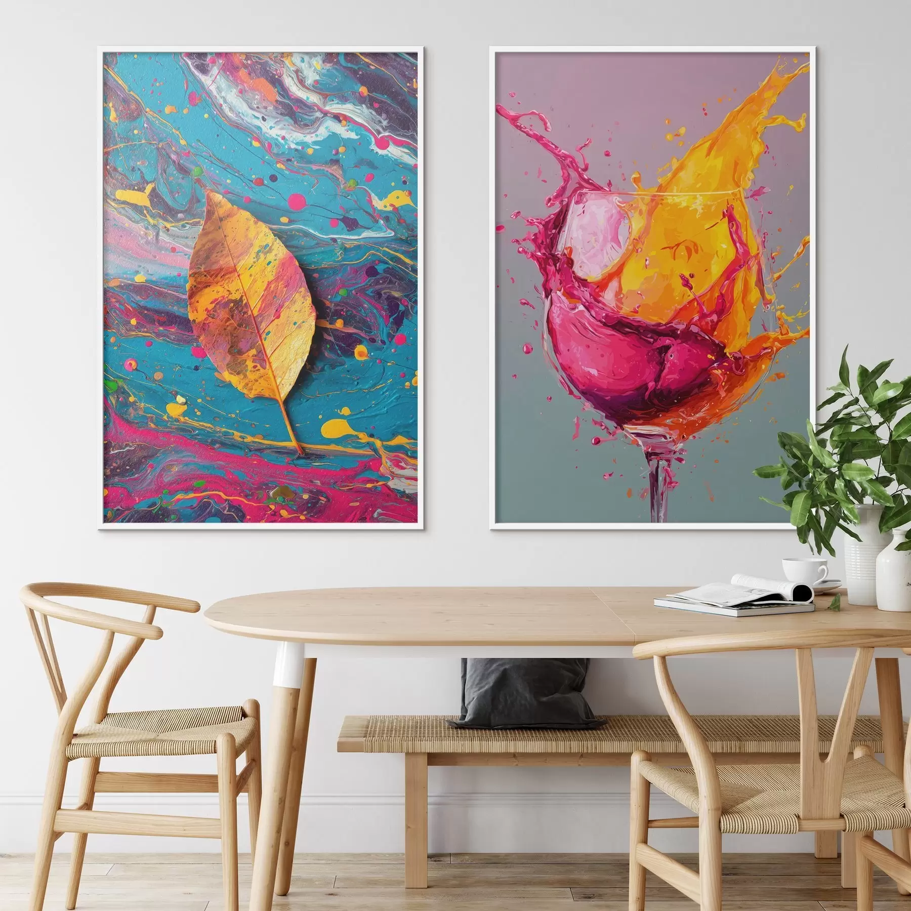 Fototapetai Ekspresyvi abstrakcija su gamtos ir gėrimų elementais d00570