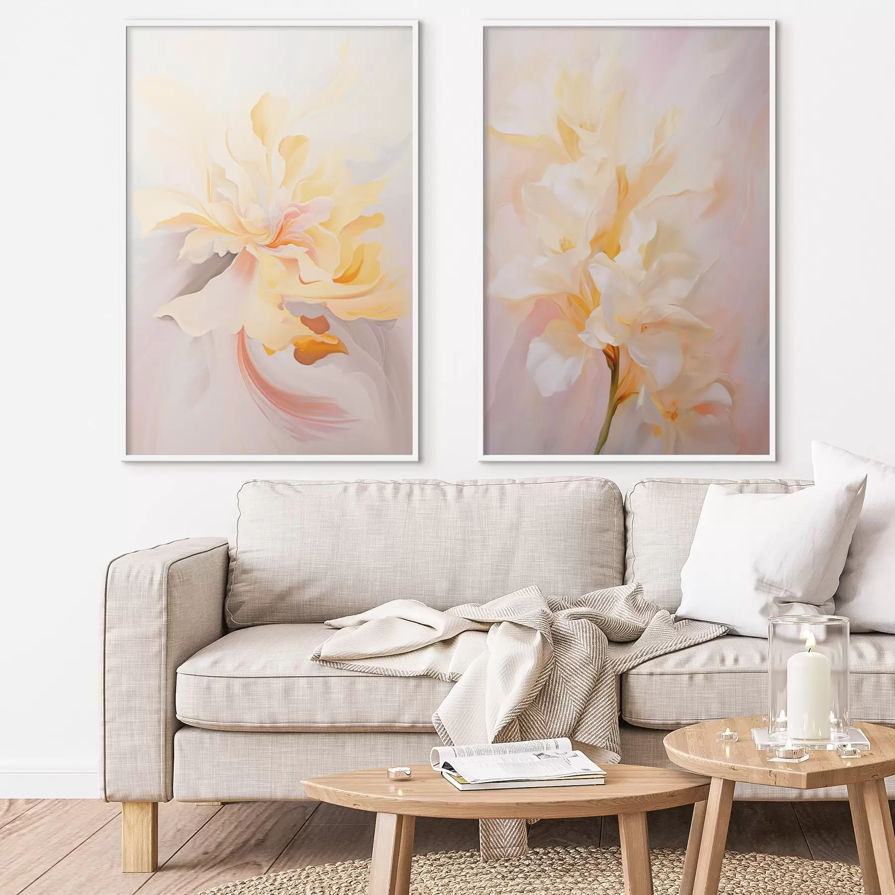 Fototapetai Subtilus akvarelės stiliaus diptikas su spalvų perėjimais d00576