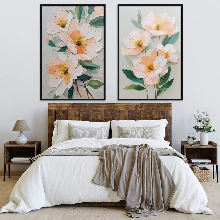 Fototapetai Impasto stiliaus paveikslas, kuriame derinama didelė puokštė ir atskiros gėlės d00579