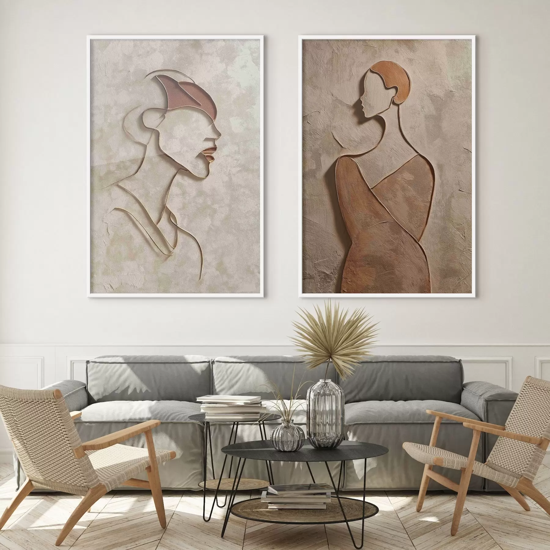 Fototapetai Minimalistinio stiliaus reljefiniai žmonių siluetai d00596