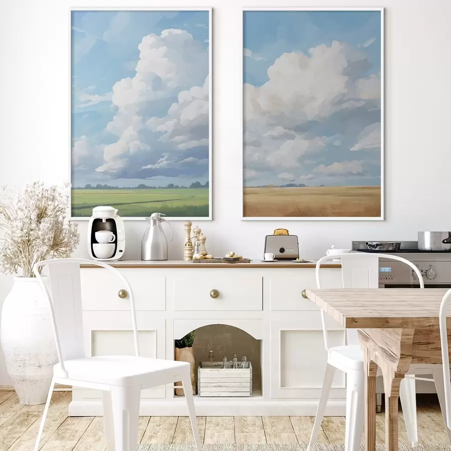 Fototapetai Laukas priešais dangų su didžiuliais debesimis d00624