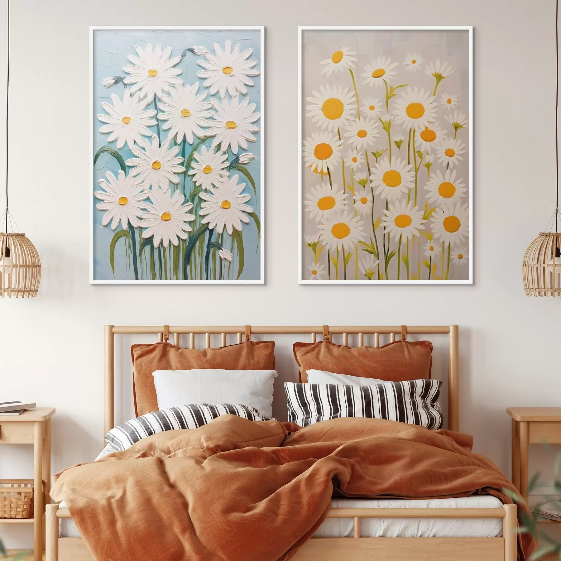 Fototapetai Pavasario gaiva: impasto stiliaus diptikas su stambiais margučiais d00633