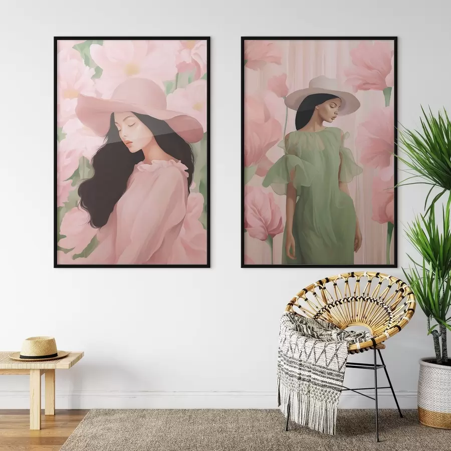 Fototapetai Mergina su skrybėle d00678