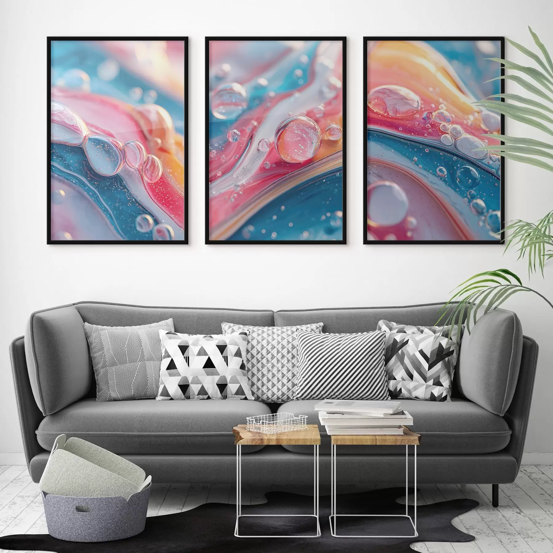 Fototapetai įvairiaspalvės bangos su burbulais d00698