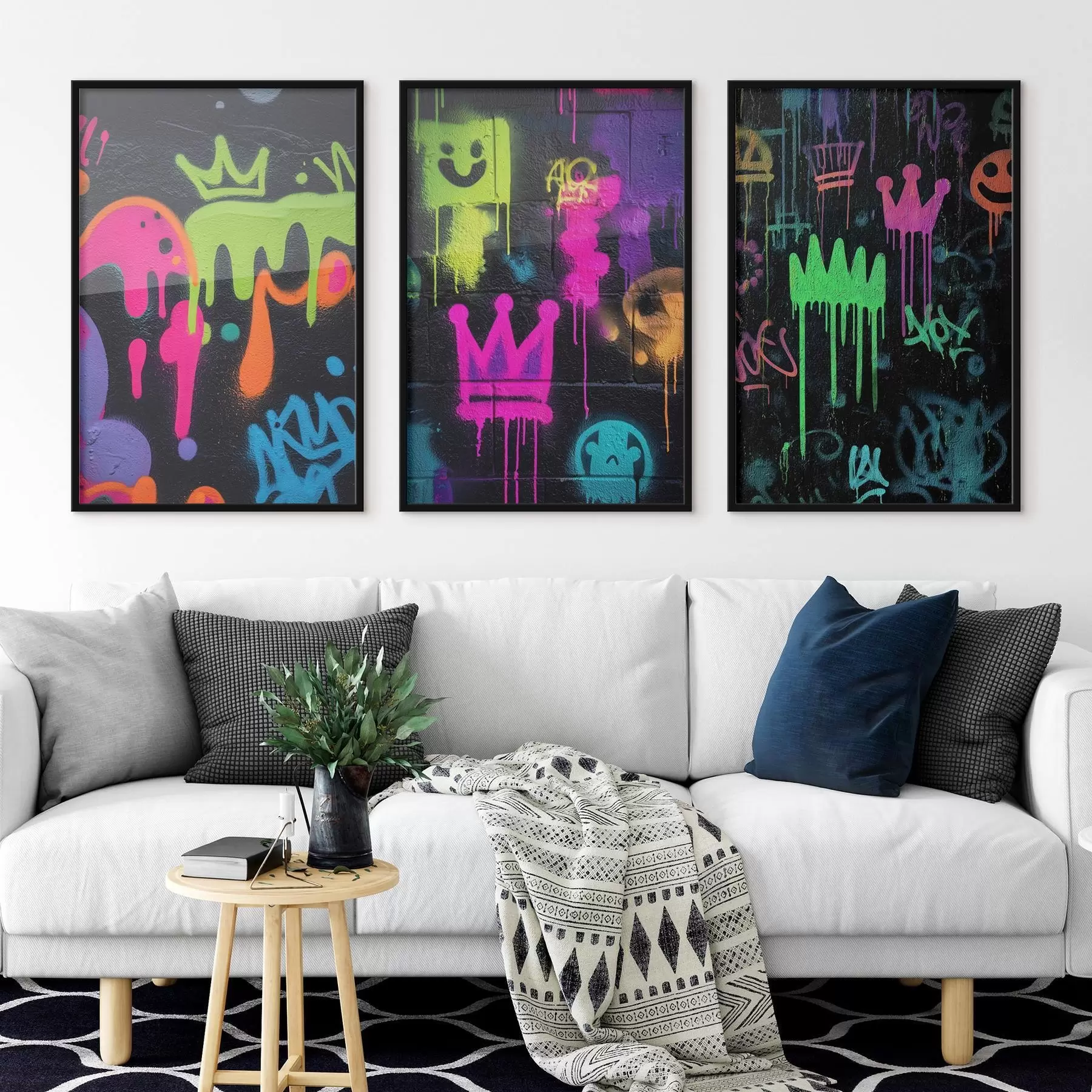 Fototapetai ryškūs gatvės grafičiai ant tamsaus fono d00703