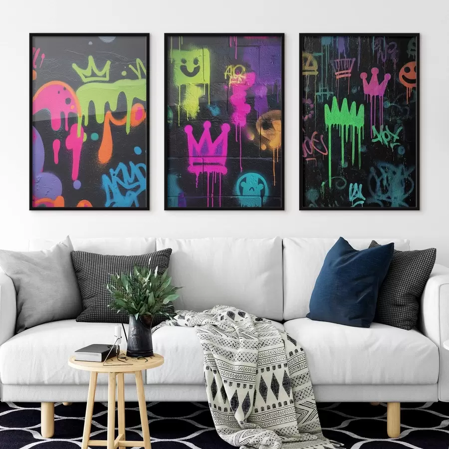 Fototapetai ryškūs gatvės grafičiai ant tamsaus fono d00703