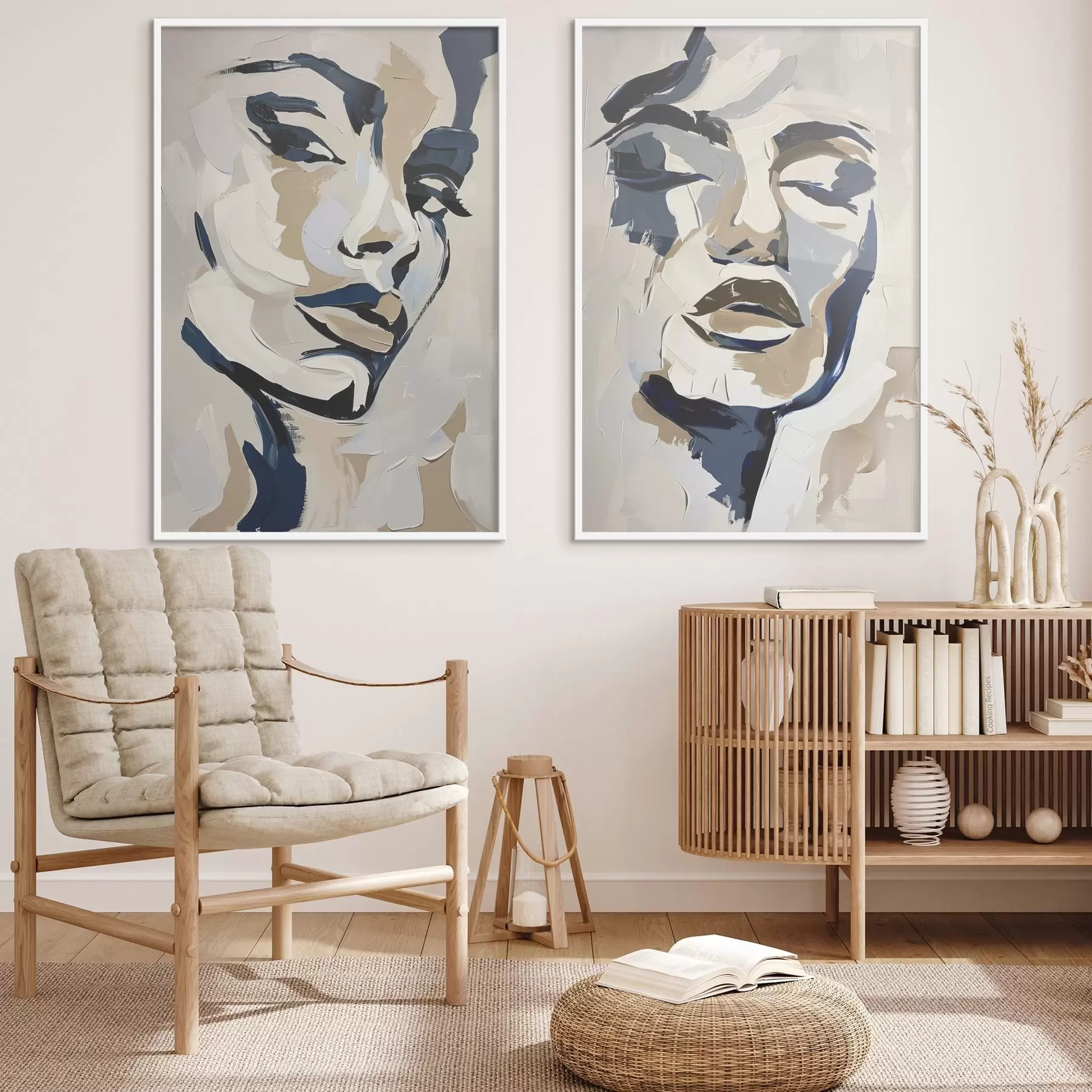 Fototapetai Abstrakčios moterų veidai su imituojamais teptuko potėpiais d00713