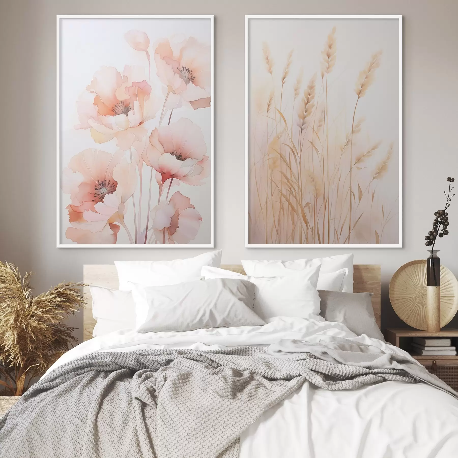 Fototapetai Aguonos ir spikelets imitacija akvarele d00723