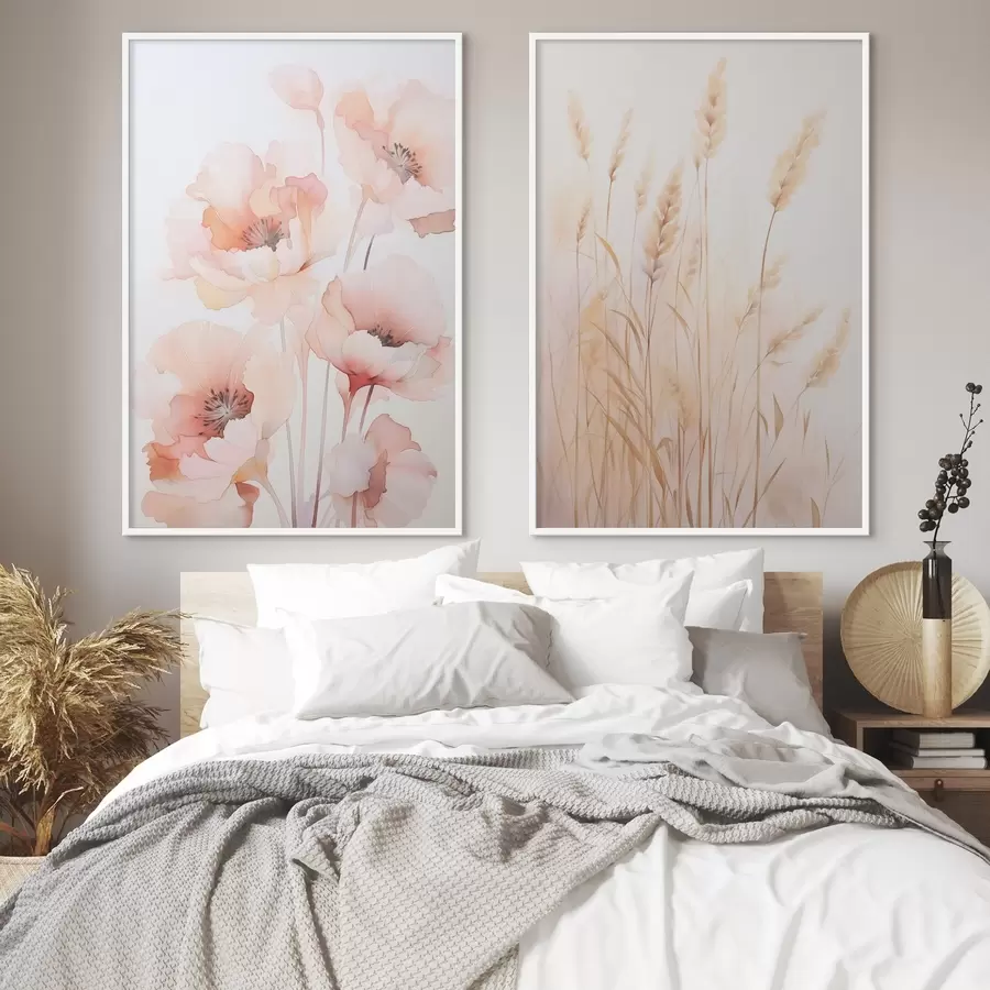 Fototapetai Aguonos ir spikelets imitacija akvarele d00723