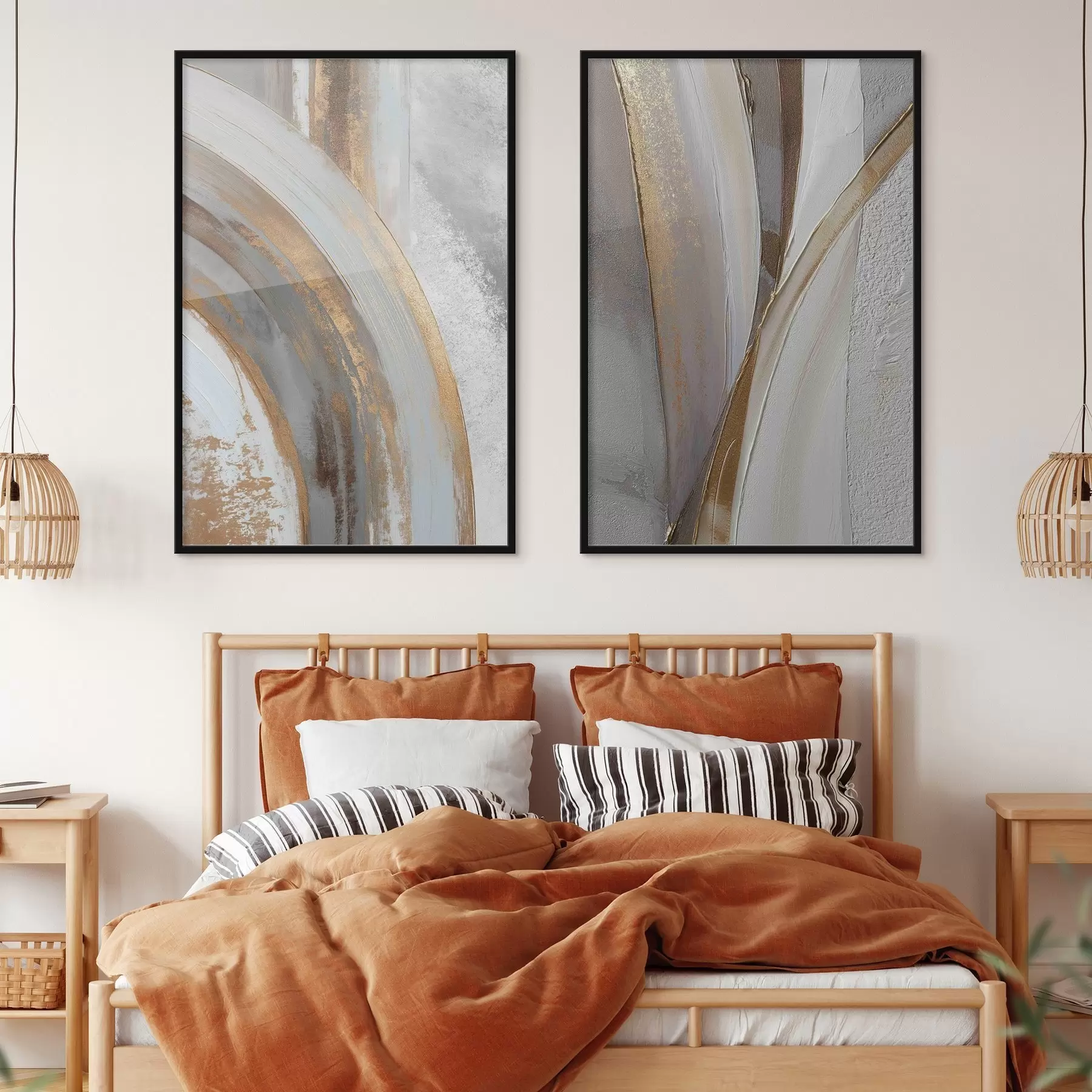 Fototapetai Abstrakčios pilkos ir geltonos spalvos lankos moderniu stiliumi d00749