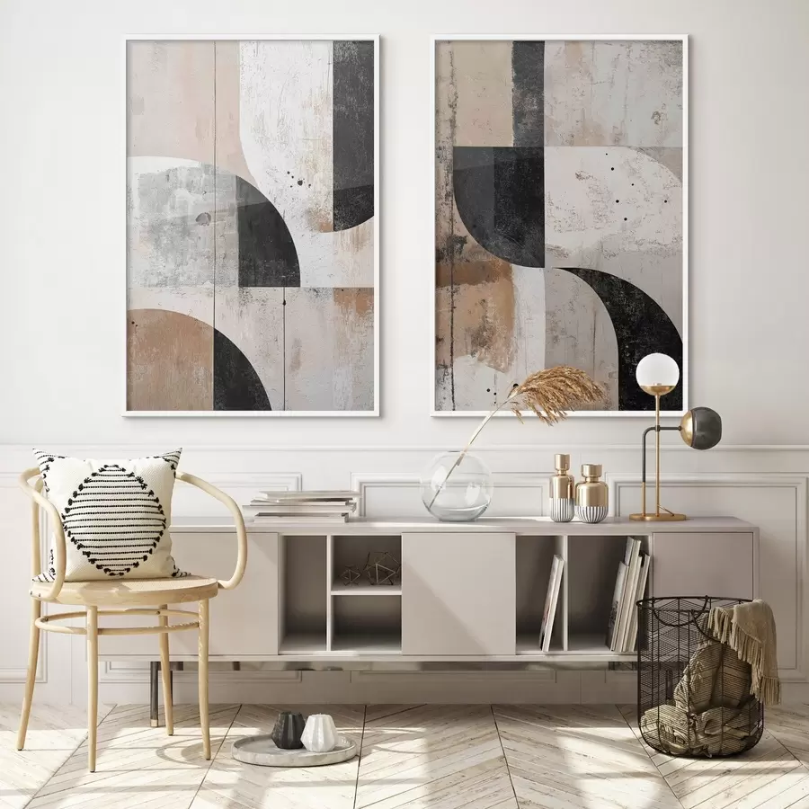 Fototapetai Geometrinės formos smėlio ir juodos spalvų atspalviais d00750