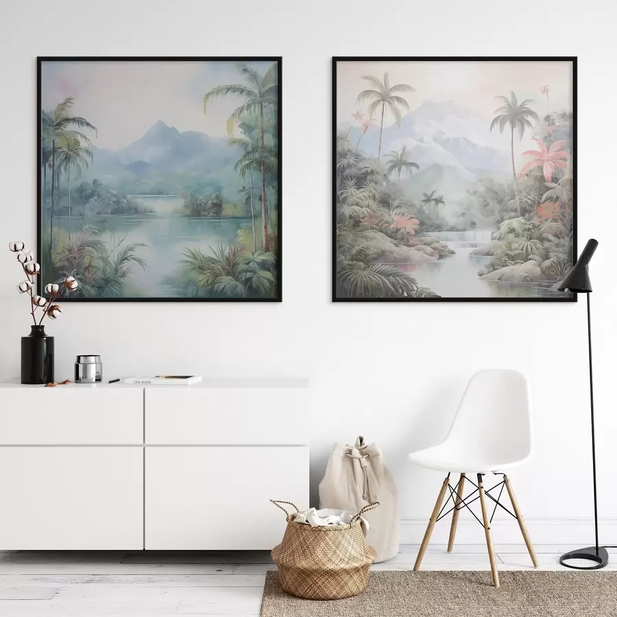 Fototapetai Upių džiunglėse priešais kalną d00751