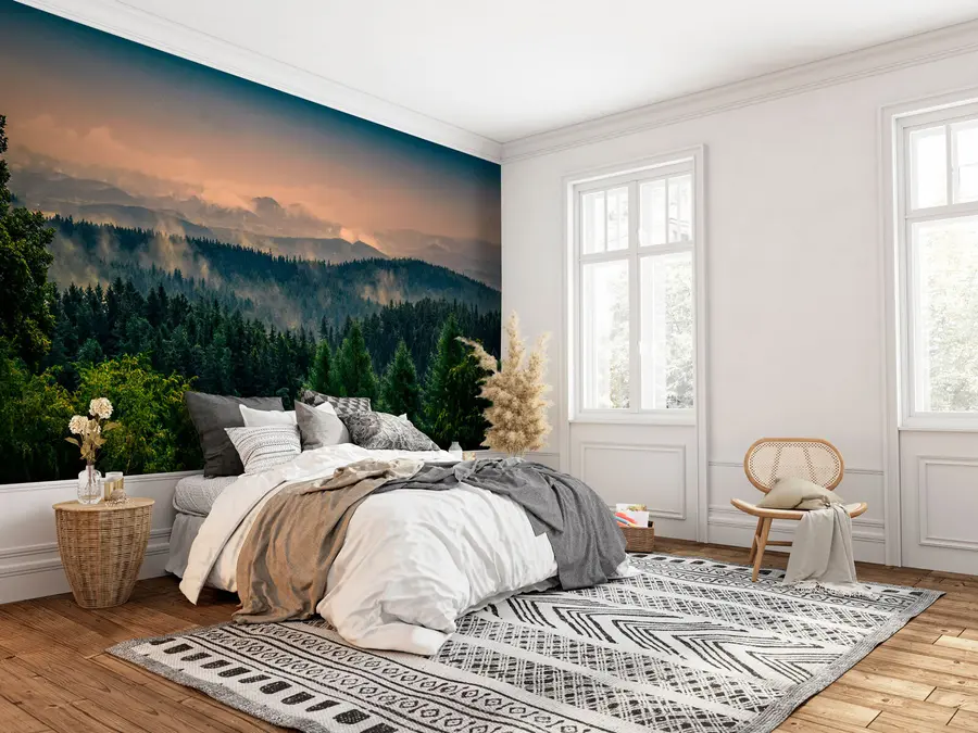 Fototapetai Medžių medžiai rūke u72174