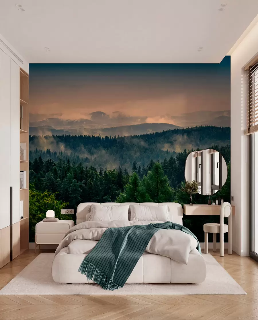 Fototapetai Medžių medžiai rūke u72174