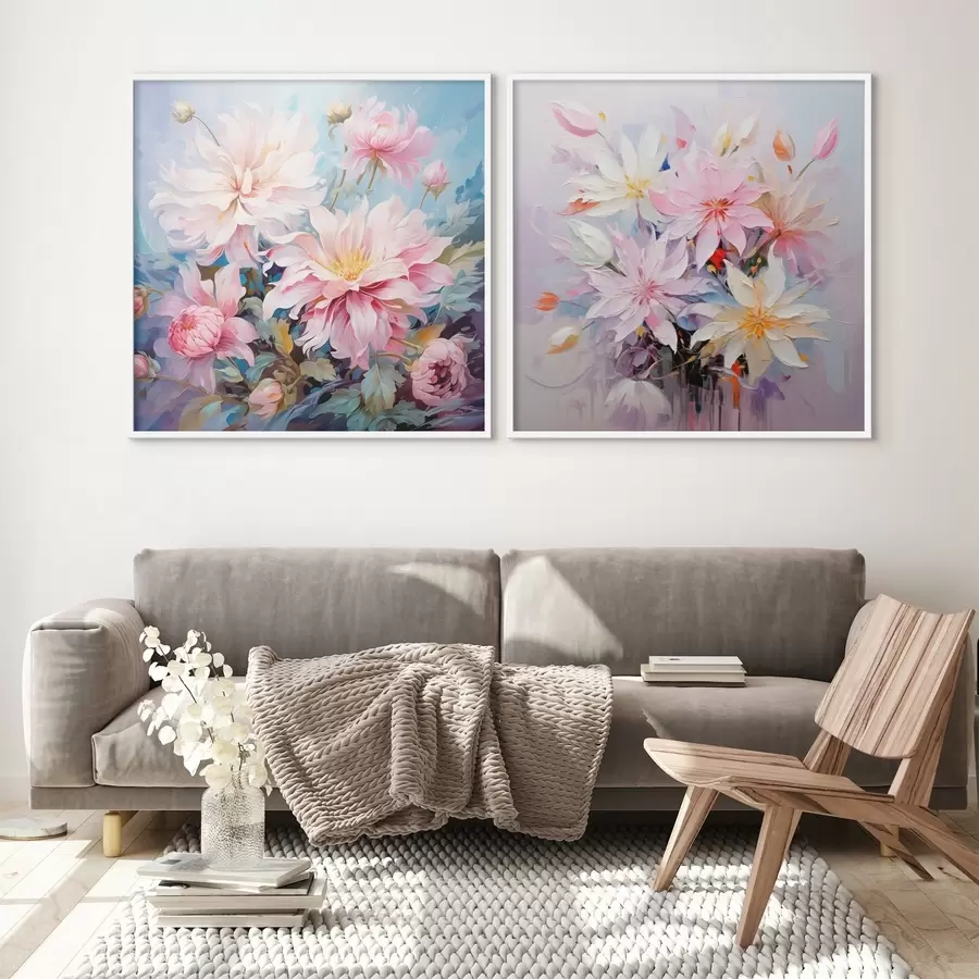 Fototapetai Rožinės bijūnės akvarelės stiliumi d00709