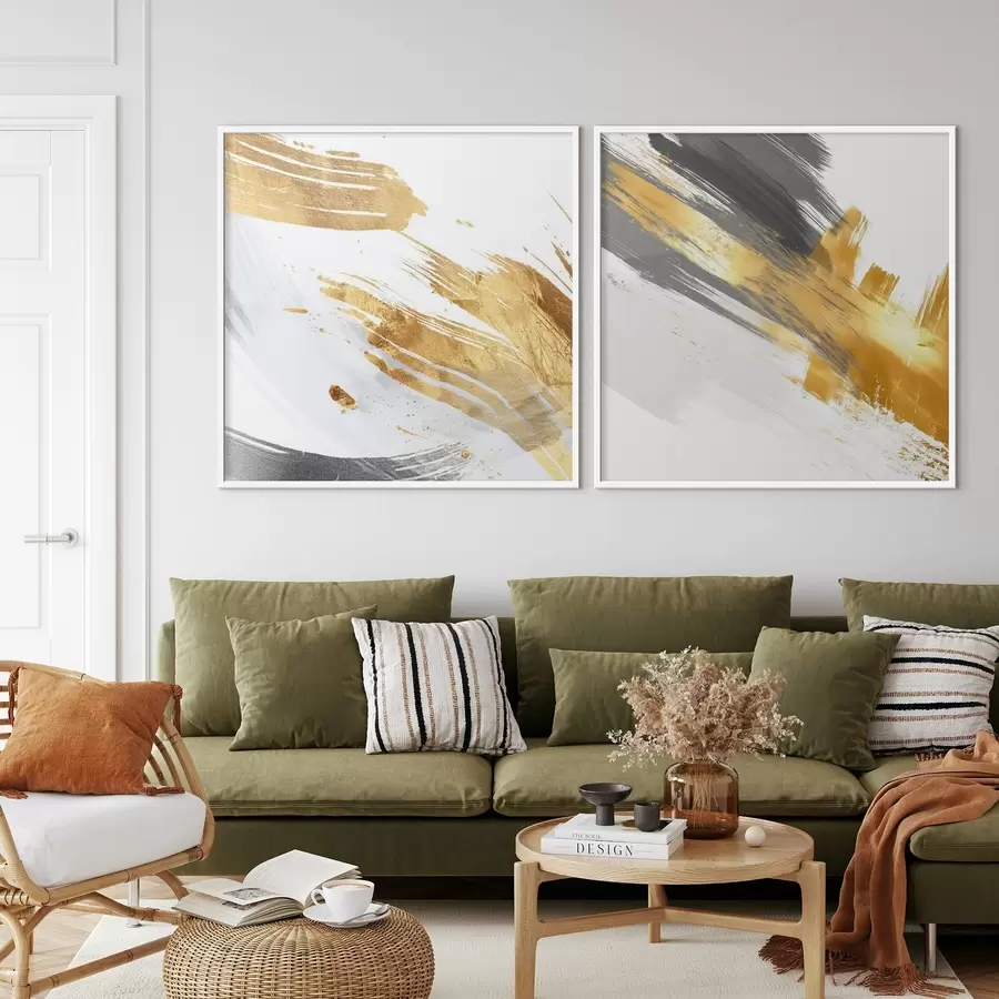 Fototapetai Dinamiška abstrakcija su geltonomis ir pilkomis linijomis d00748