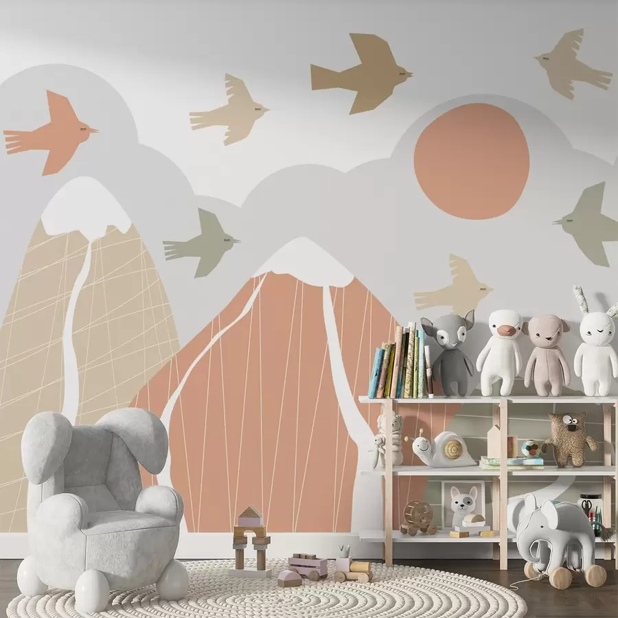 Fototapetai Skandinavijos kalnai ir paukščiai w05166