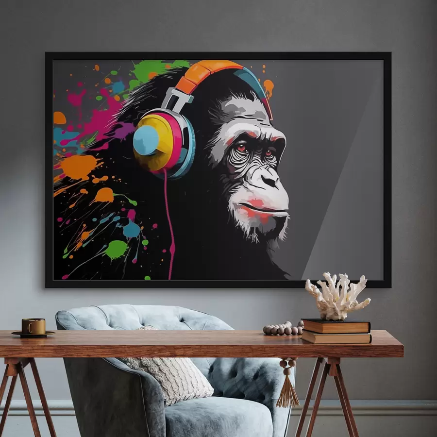 Fototapetai Beždžionė su ausinėmis f47385