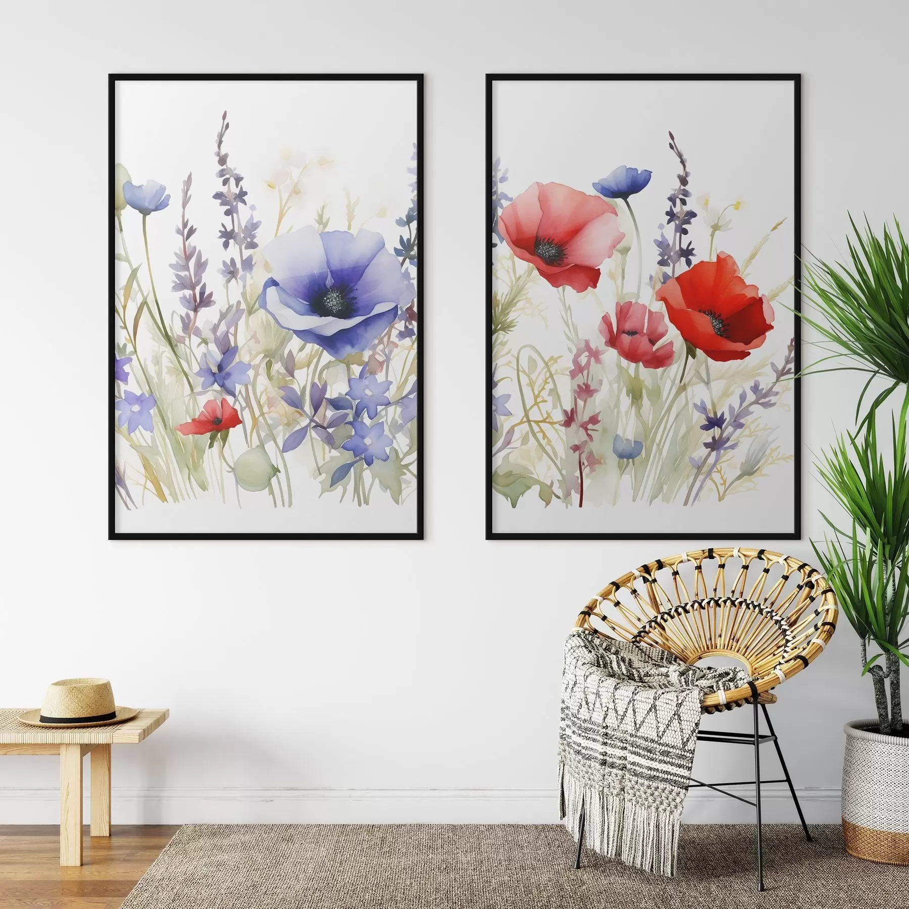 Fototapetai Aguonos lauke, akvarelės efektas d01067