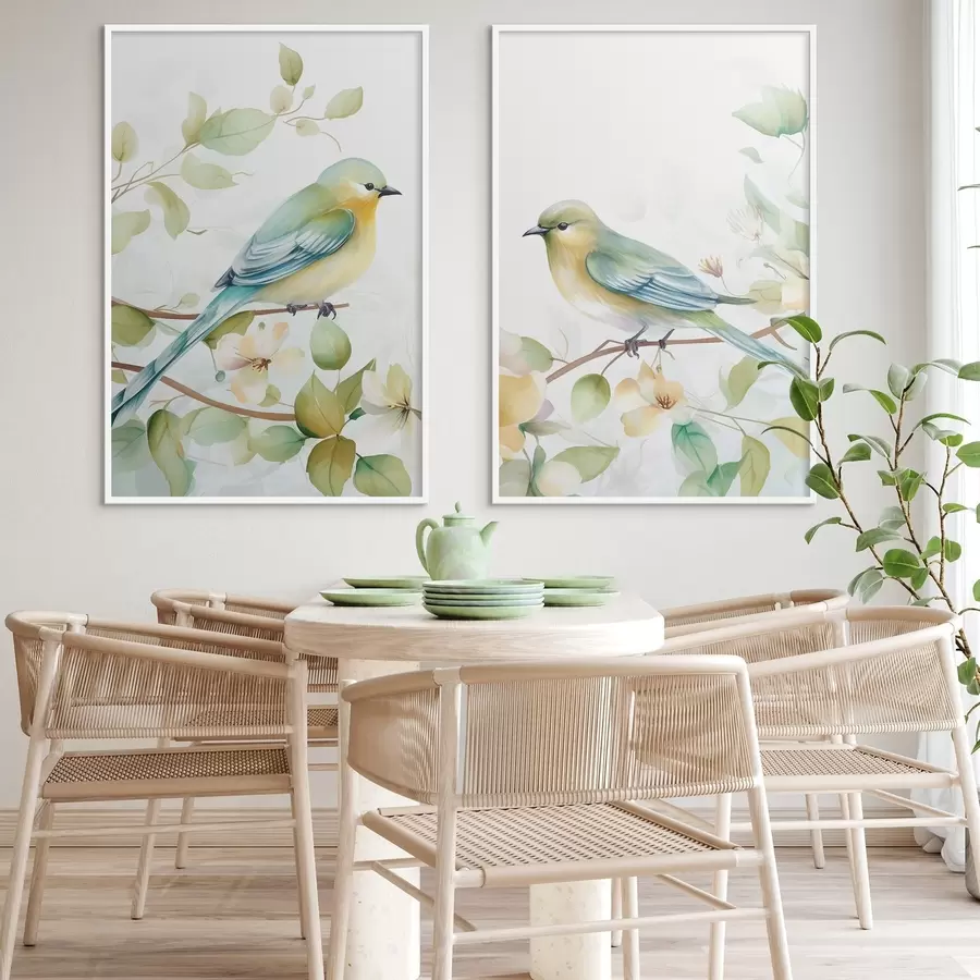 Fototapetai Dvi zylės ant jazminų šakų d01069