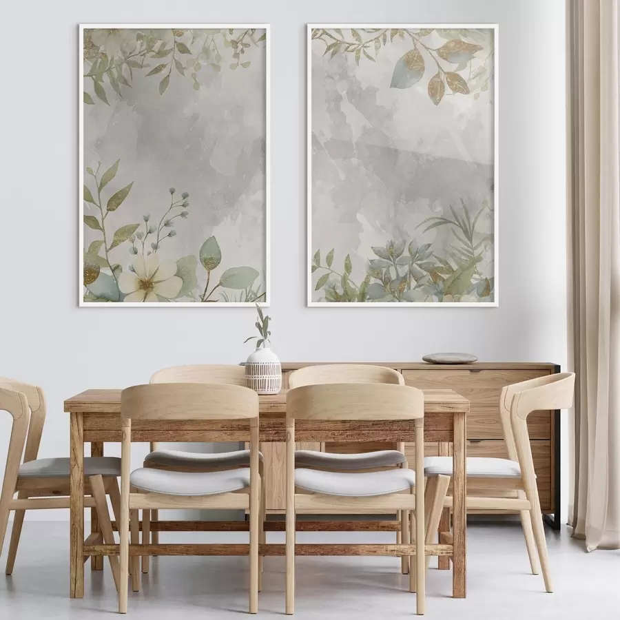 Fototapetai Subtilūs augalai ant šviesiai pilko fono d01070