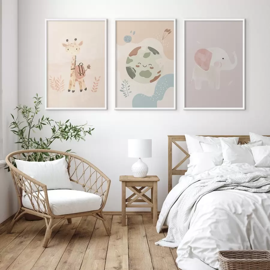 Fototapetai Žemė, žirafa ir dramblys d01135