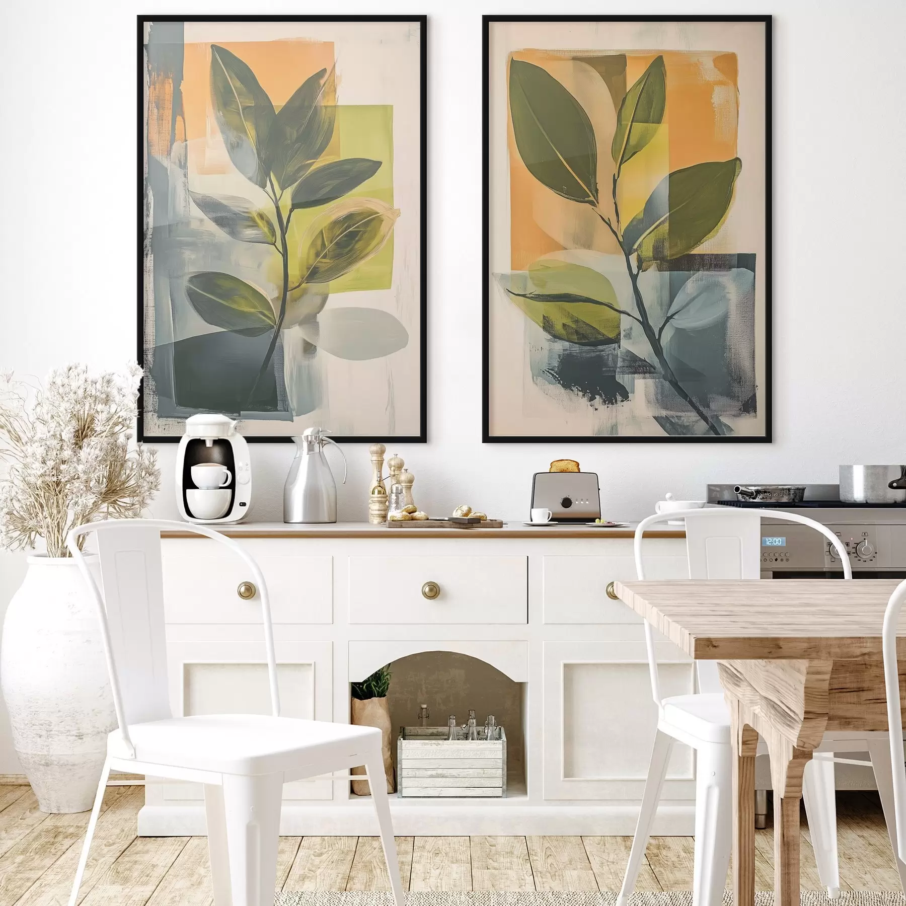 Fototapetai Šakos su lapais ant abstraktaus fono d01132