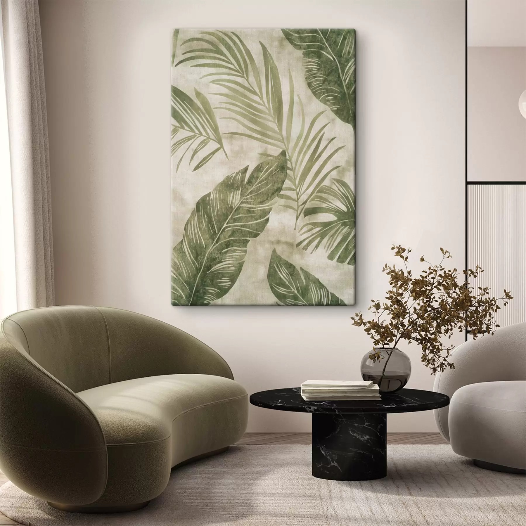 Fototapetai Tropiniai lapai, senovinio fono imitacija s47631