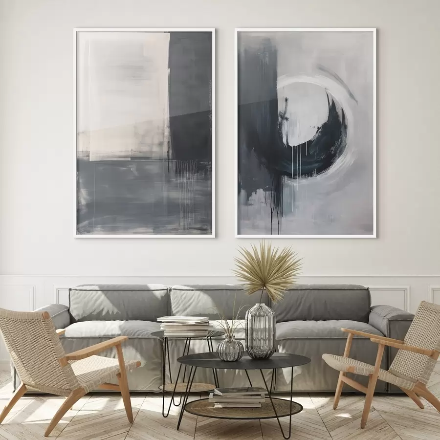 Fototapetai Abstrakčioji kompozicija juodos ir baltos spalvų tonais d01217