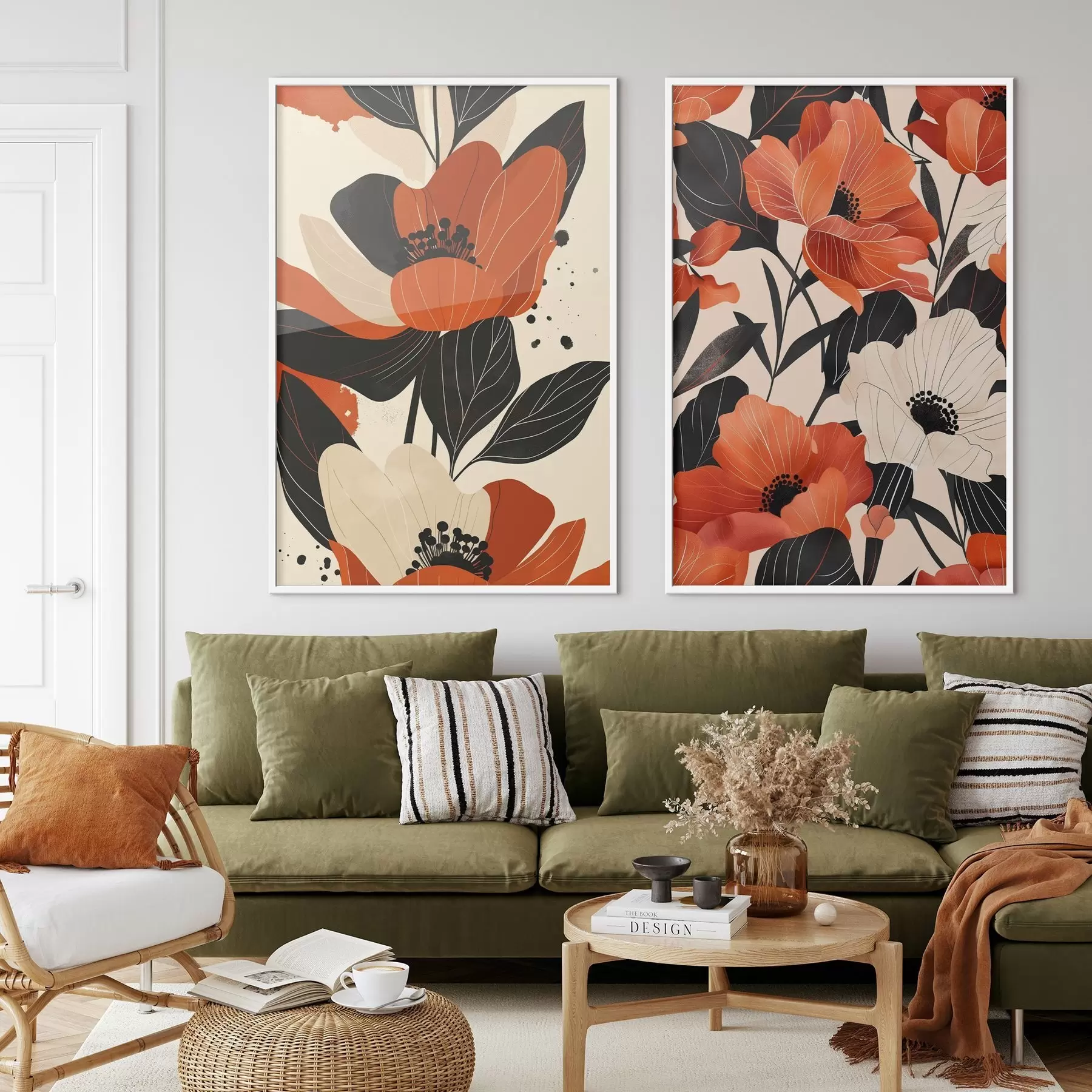 Fototapetai Gėlių kompozicija šiltų atspalvių d01228