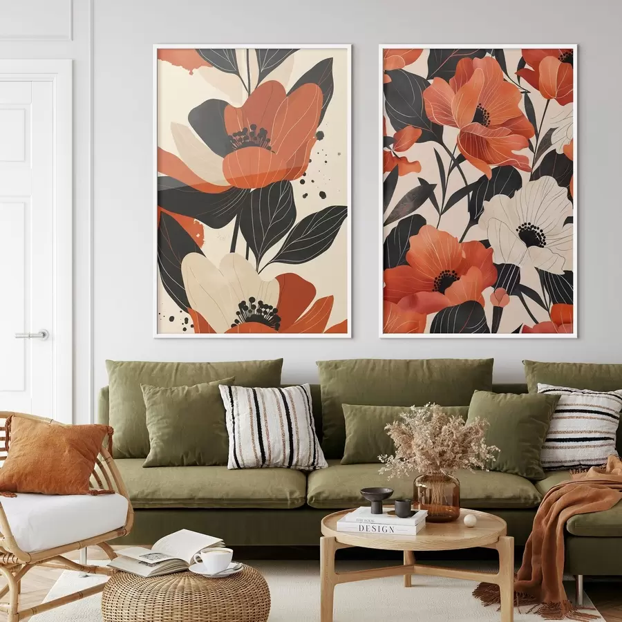 Fototapetai Gėlių kompozicija šiltų atspalvių d01228