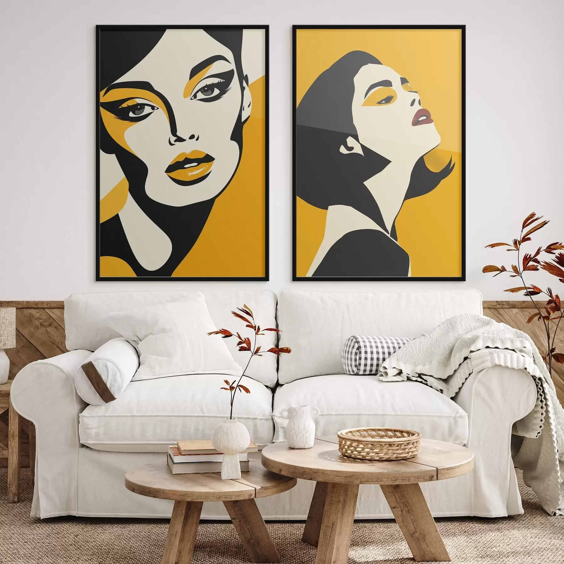 Fototapetai Moters portretas geltonais atspalviais d01229