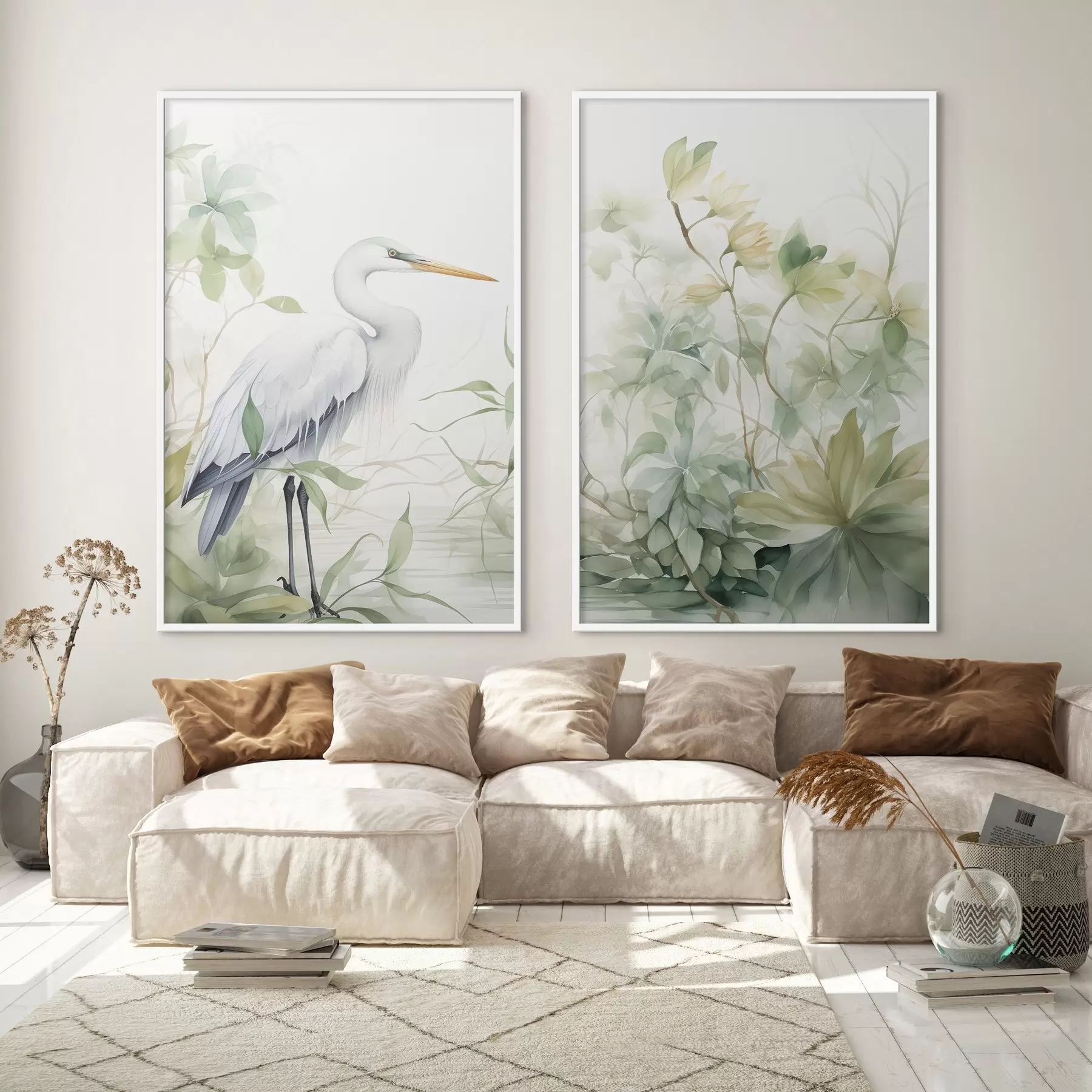 Fototapetai Gandras tarp augalų d01256