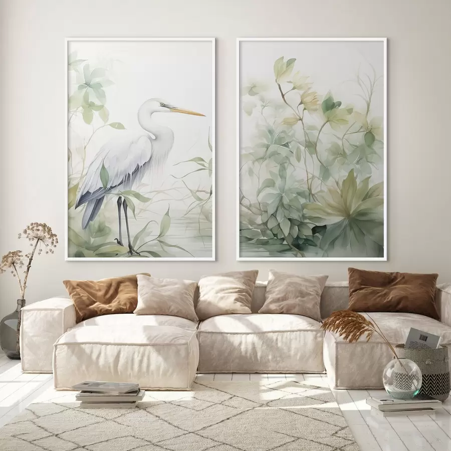 Fototapetai Gandras tarp augalų d01256