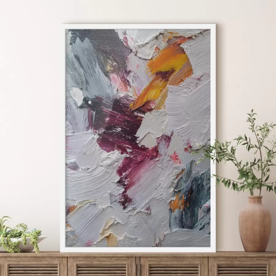 Fototapetai Abstraktaus kompozicijos su intensyviomis vyšnių ir apelsinų potėpiais aliejaus tapybos stiliumi f46959