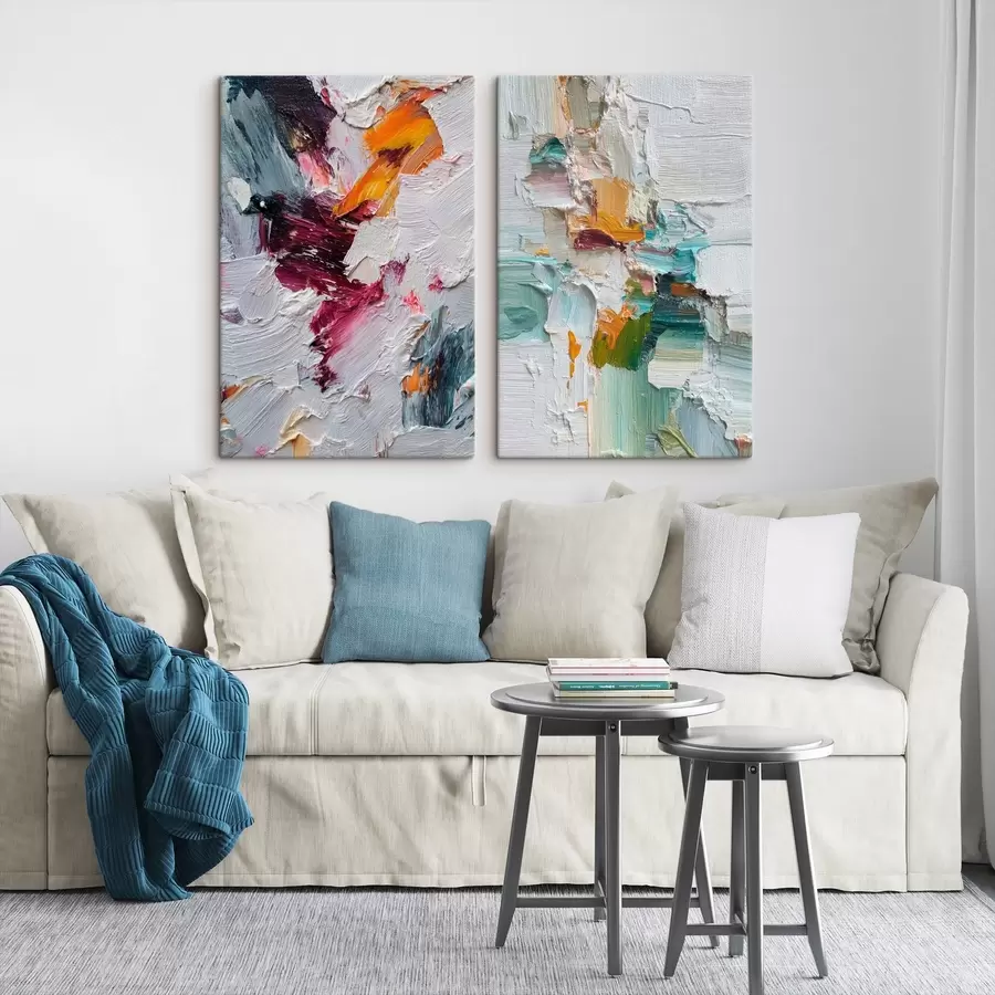 Paveikslėlis Spalvingas abstraktus paveikslas su grubiais potėpiais moderniu stiliumi m01098
