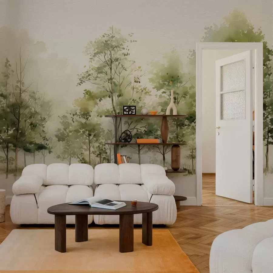 Fototapetai Akrilo dažais tapytas lapuočių miškas w05180