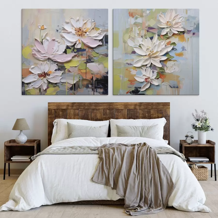 Paveikslėlis Abstrakčios lotoso gėlės, imitacijos tapyba m01295