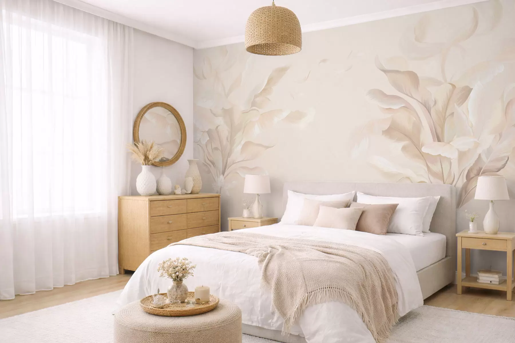 Fototapetai Oro dekoratyviniai augalai šiltų kreminių atspalvių w05126