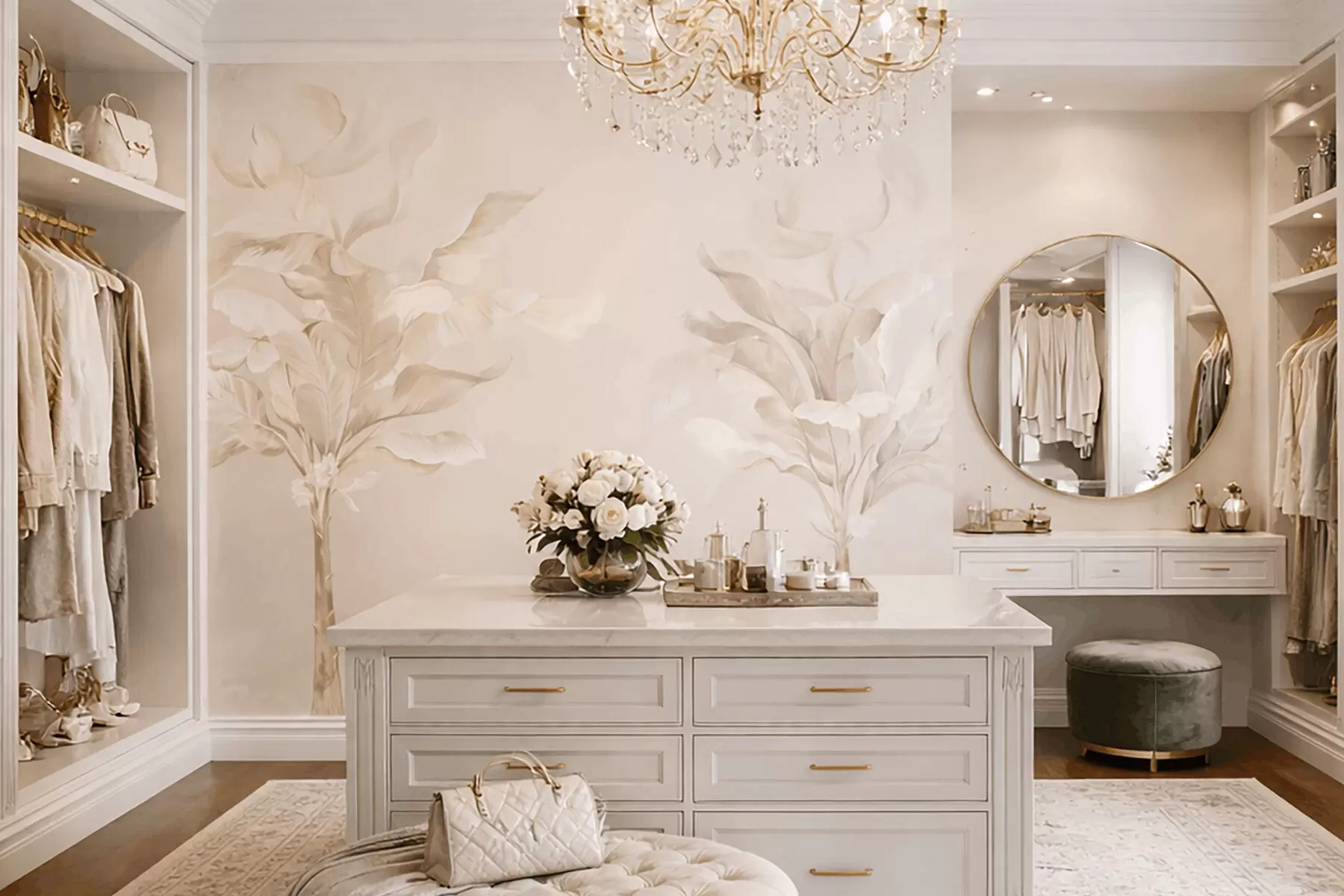 Fototapetai Oro dekoratyviniai augalai šiltų kreminių atspalvių w05126