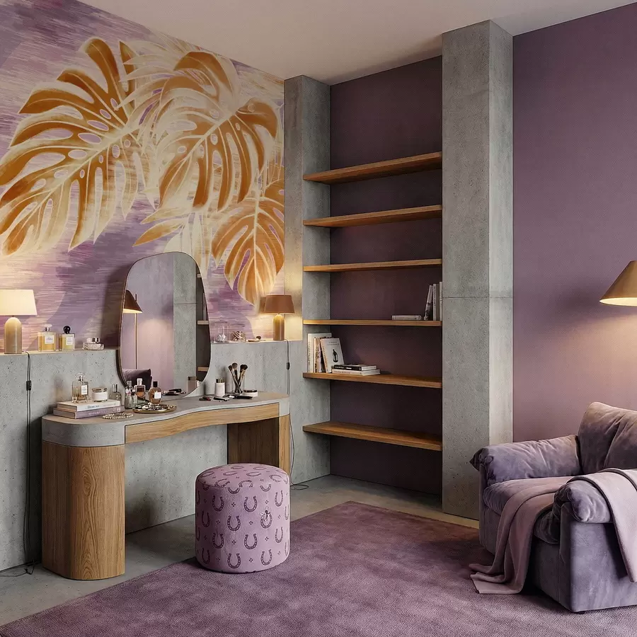 Fototapetai Lapai šiltų oranžinių atspalvių ant violetinio fono w05130v2