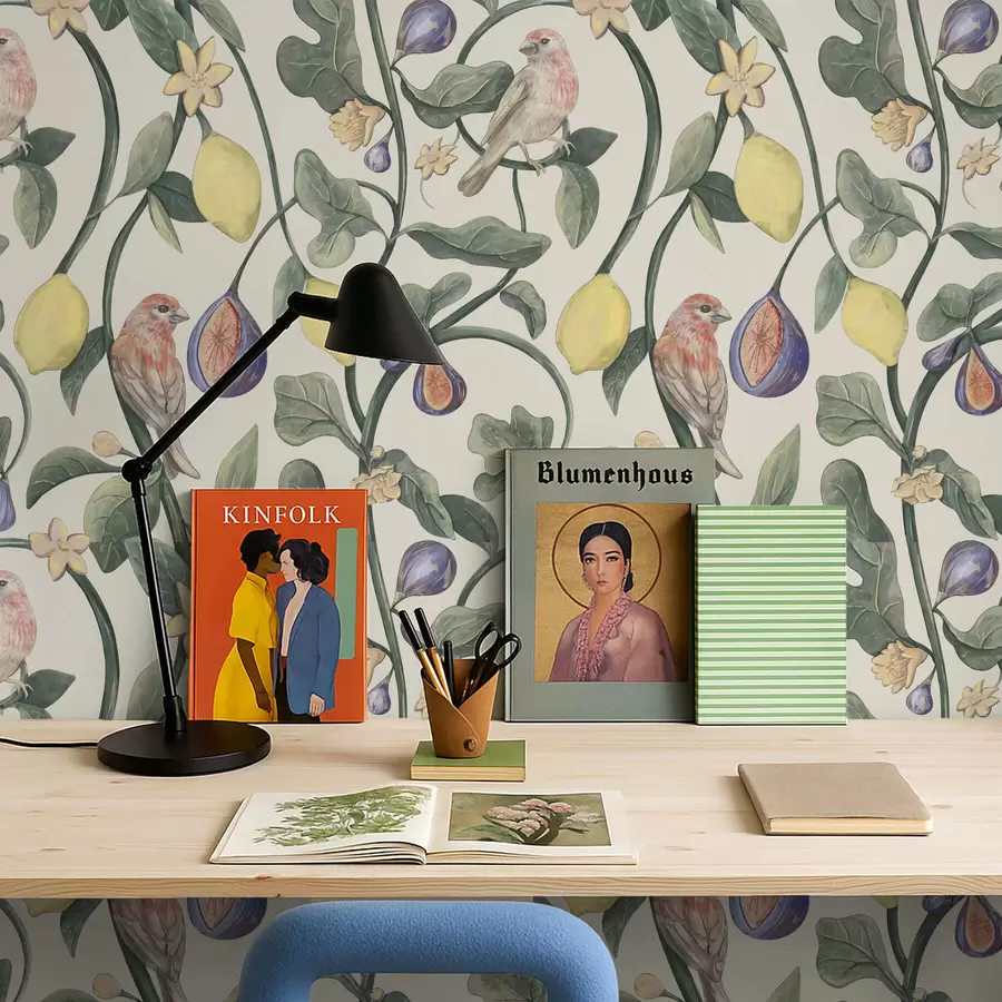 Fototapetai Paukščiai tarp lapų ir vaisių a01107